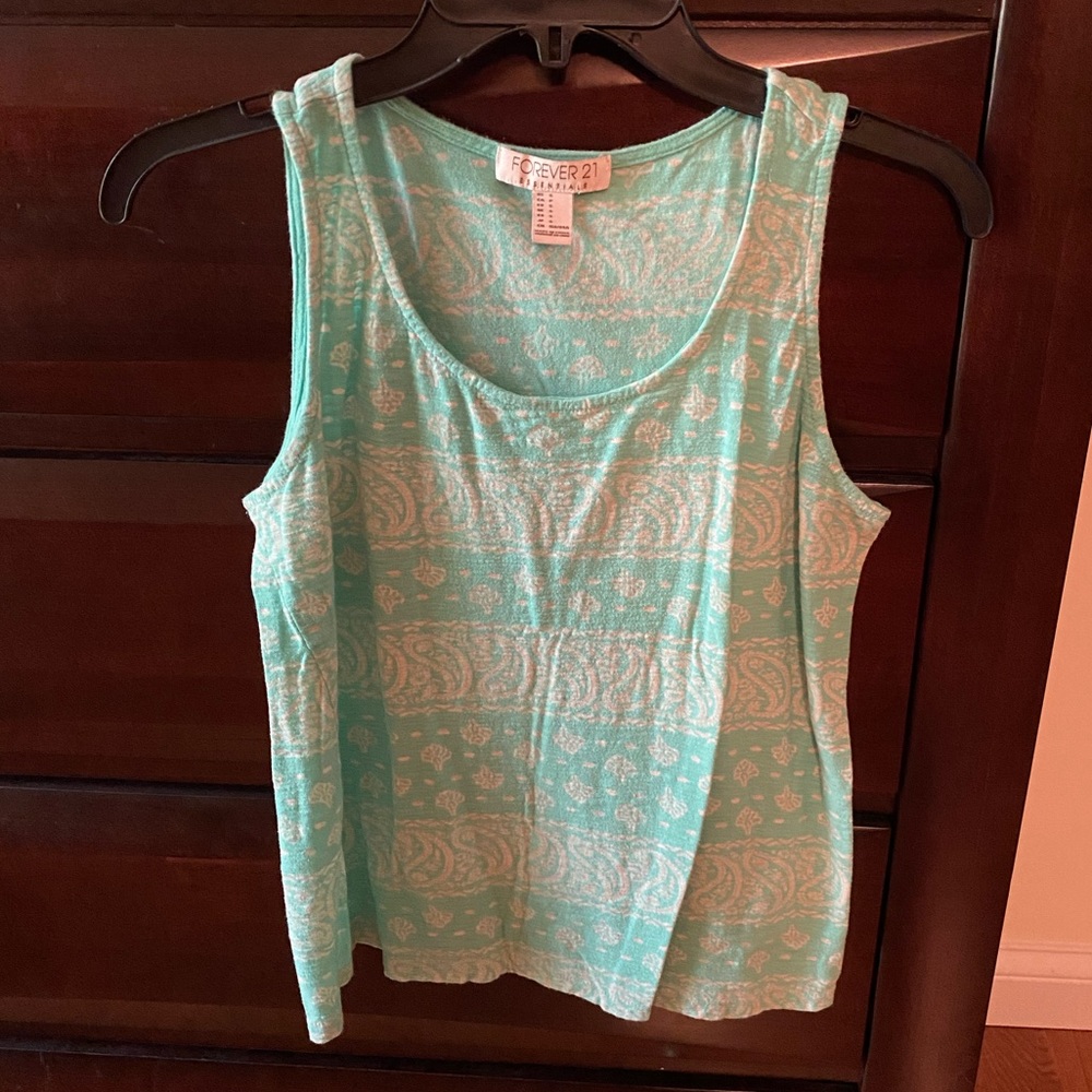 Forever 21 Mint Green Paisley Print Tank Top